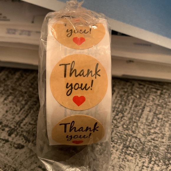 Thank You Stickers Self Adhesive Labels 500 piece, 1” Diameter, NWT, Kraft Color - Picture 1 of 3